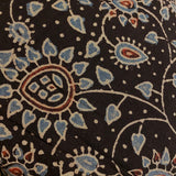 2/3 yard PIECE  Black/Tan/Blue-Gray/Red Hand Block Print Cotton Mulmul from India, 44" Wide #TK-38