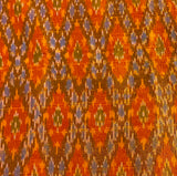 Glistening Tangerine/Blue/Brown Diamonds, Silk Ikat Handloom from India, 44" Wide By the Yard #TK-39