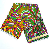African Print Double-Sided Ankara Cotton By the Yard, Leaves Reaching #AF25