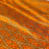 Glistening Orange Tangerine/Blue/Brown Diamonds, Silk Ikat Handloom from India, 44" Wide By the Yard #TK-39