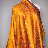 Glistening Orange Tangerine/Blue/Brown Diamonds, Silk Ikat Handloom from India, 44" Wide By the Yard #TK-39