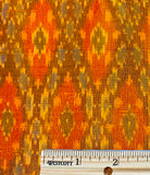 Glistening Orange Tangerine/Blue/Brown Diamonds, Silk Ikat Handloom from India, 44" Wide By the Yard #TK-39