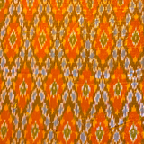 Glistening Orange Tangerine/Blue/Brown Diamonds, Silk Ikat Handloom from India, 44" Wide By the Yard #TK-39