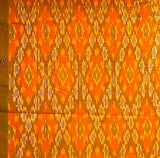 Glistening Orange Tangerine/Blue/Brown Diamonds, Silk Ikat Handloom from India, 44" Wide By the Yard #TK-39