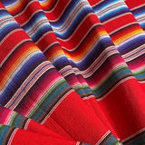 Handwoven Stripe Cotton, Red Serape Rainbow, Guatemala, 48" Wide, By the Yard #538