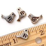 Bird Bead, Tiny Pewter Rustic Birdie from Greece, 13mm / 1/2" Pack of FOUR Beads  #L-119