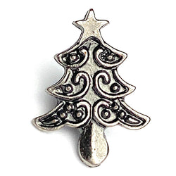 SALE Christmas Tree Button, Antique Silver Color, 11/16", Shank Back #SWC-104
