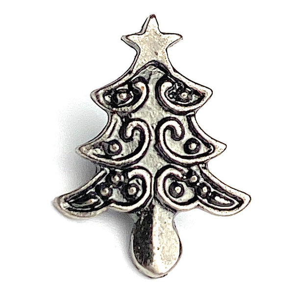 SALE Christmas Tree Button, Antique Silver Color, 11/16", Shank Back #SWC-104