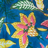 SALE, Turquoise Tropical Floral Hand Block Print from India, 44" Wide, 100% Cotton, By the Yard #TK-44