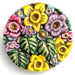 LAST ONES, Daffodils Art Button, Ceramic, 1-1/8" by Susan Clarke