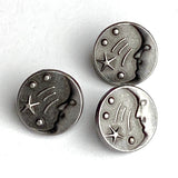 Re-Stocked - Moon & Shooting Star, Gunmetal 7/16" - 1/2" Shank Tiny Button #SWC-108