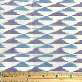 Small Mountains Blue/Purple/White Ikat, Silk/Cotton Handloom from India By the Yard  #TK-47