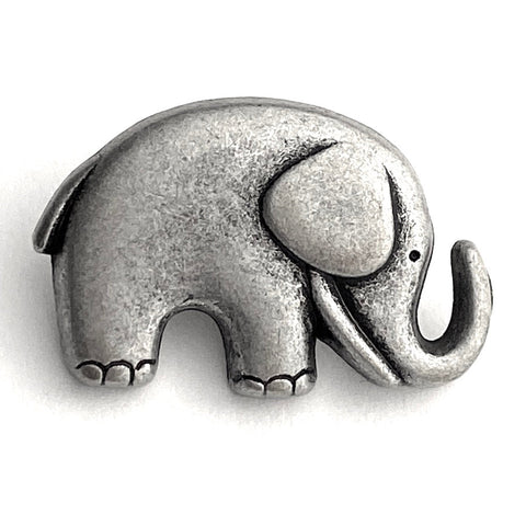Re-Stocked, Little Silver Elephant Button 3/4" Metal, Shank Back  #SWC-110