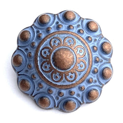 Purply-Blue Copper Patina Mandala Button 11/16", Shank Back  #SWC-111
