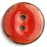 Orange-Red Shiny Round 2-Hole Coconut Button 11/16"   #SWC-119