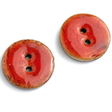 Orange-Red Shiny Round 2-Hole Coconut Button 11/16"   #SWC-119