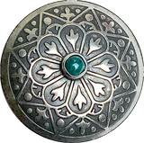 Silver Desert Lily w. Green "Malachite" Shank-Back Southwest Button 1.25"  #SW-49