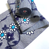 Indigo/White Textured Yukata "Shibori" Kimono Cotton from Japan, By the Yard #180