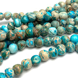 Rustic Stone Beads, Mud Aqua, 7mm / 1/4"  Strand of 60 Beads,  #LP-84