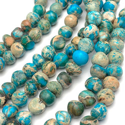 Rustic Stone Beads, Mud Aqua, 6mm / 1/4"  Strand of 60 Beads,  #LP-84