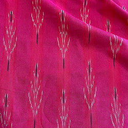 Hot Pink Feather-Arrow Ikat, Cotton Handloom from India, By the Yard  #TK-48