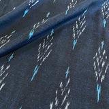 Navy Feather-Arrow Ikat, Cotton Handloom from India, By the Yard  #TK-49