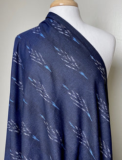 Navy Feather-Arrow Ikat, Cotton Handloom from India, By the Yard  #TK-49