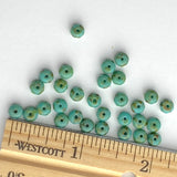 Green Czech Glass Tiny Beads, 3x5mm Faceted Polished Turquoise Rondelle, 30 beads #L-370