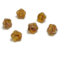 Amber/Golden Brown Czech Glass Daisy Buttons, TINY 1/4"  #AB-6803