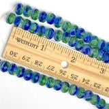 Blues/Greens Lily Pad Pond Czech Glass Rondelle Beads, 6-9mm, 25 beads #L-655