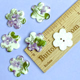 Violet Purple Flower-Shaped Porcelain Button, 1"