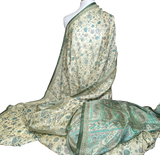 Silk Sari, 43" x 5.75 yards, Saree, Green/Ivory #SR34