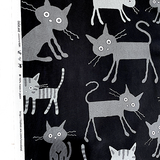 Big Cats Black/Gray Cotton from Japan, Lightweight Oxford Canvas 43" Wide By the Yard  #10002-12