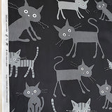 Big Cats Black/Gray Cotton from Japan, Lightweight Oxford Canvas 43" Wide By the Yard  #10002-12