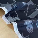 Big Cats Black/Gray Cotton from Japan, Lightweight Oxford Canvas 43" Wide By the Yard  #10002-12