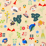 Flower Garden Birds Cotton from Japan, Lightweight Oxford Canvas 43" Wide By the Yard  #KTF-07A