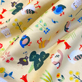 SALE, Flower Garden Birds, Kotori Tachi Cotton from Japan, Lightweight Oxford Canvas 43" Wide By the Yard  #KTF-07A