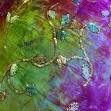 Deeper SALE Silk Sari, 44" x 5.75 yards, Sequins/Embroidery/Bright Tie Dye Saree #SR36