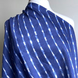 Navy Blues Silk/Cotton Shibori Undulating Stripes from India By the Yard # TK-51