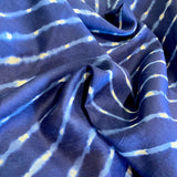 Navy Blues Silk/Cotton Shibori Undulating Stripes from India By the Yard # TK-51