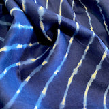 Navy Blues Silk/Cotton Shibori Undulating Stripes from India By the Yard # TK-51