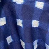 Blue/White Painted Diamonds Silk/Cotton Shibori # 53  Desert Wave from India By the Yard