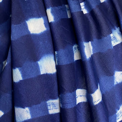 Blue/White Shibori Squares Silk/Cotton from India By the Yard # TK-53