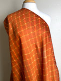 SALE, Copper/Olive Wavy Stripes + Diamonds Silk/Cotton Shibori from India By the Yard  #TK-54