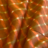 Copper/Olive Wavey Stripes + Diamonds Silk/Cotton Shibori # 54  from India By the Yard