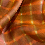 SALE, Copper/Olive Wavy Stripes + Diamonds Silk/Cotton Shibori from India By the Yard  #TK-54