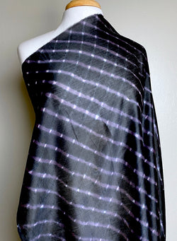 Black/Purple Shibori Wavy Stripes Silk/Cotton from India By the Yard  #TK-55