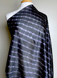 REMNANT, Black/Purple Shibori Wavy Stripes Silk/Cotton from India 42" x 39"  Piece,  #TK-55