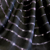 REMNANT, Black/Purple Shibori Wavy Stripes Silk/Cotton from India 42" x 39"  Piece,  #TK-55