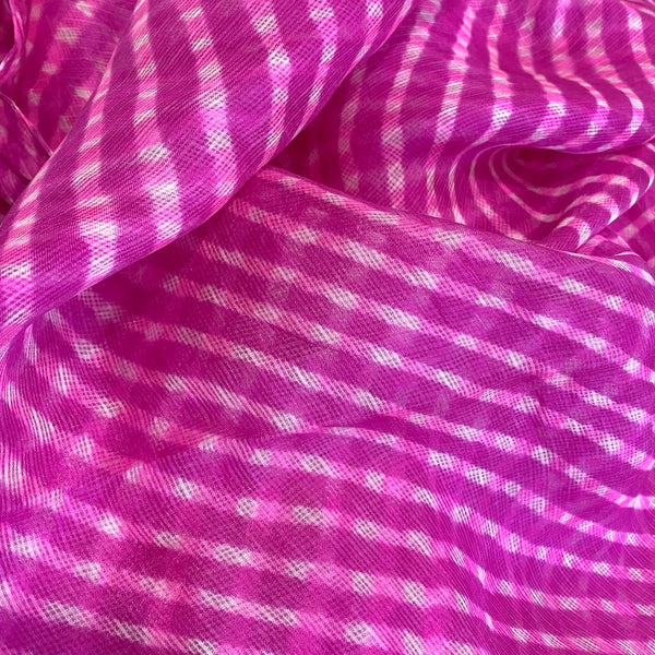 Hot Pink Sheer Chiffon Whisper-Light Kota Doria from India By the Yard  #TK-57